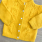 1960s Vintage Mustard Yellow Acrylic Cable Knit Kids Sweater