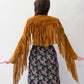 1990s Vintage Cropped Suede Fringe Bolero Jacket