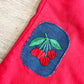 1970s Vintage Red Cherry Knee Patch Kids Bellbottom Pants