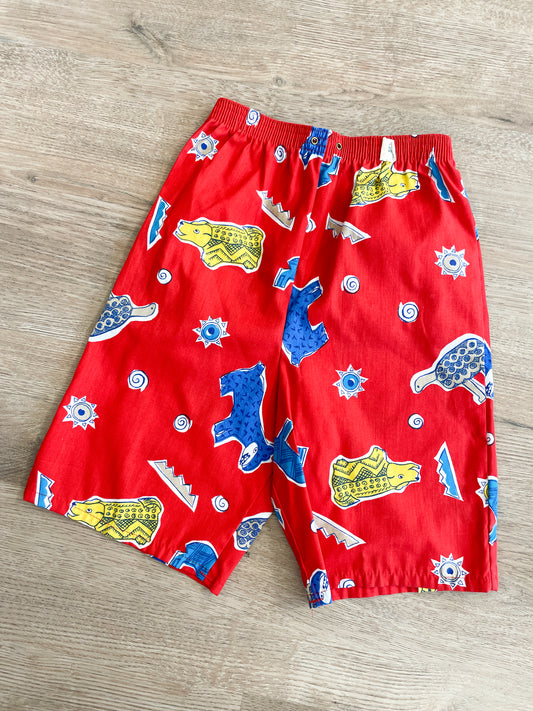 1980s Vintage Deadstock NWT Abstract Dog Turtle Print Kids Shorts
