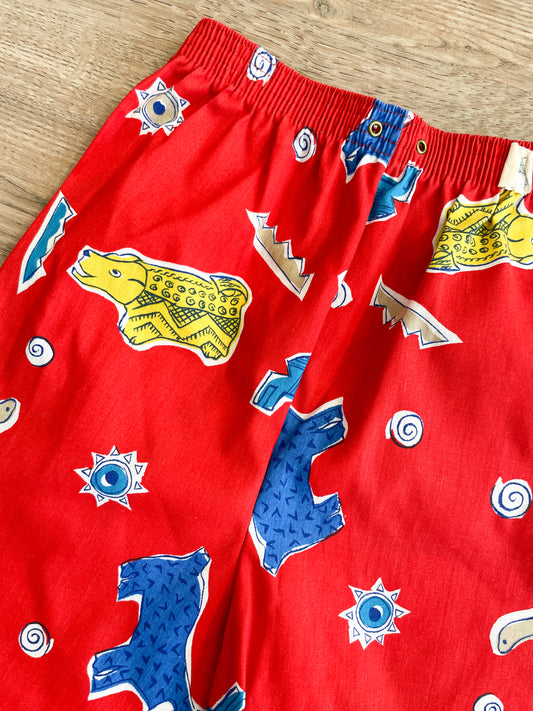 1980s Vintage Deadstock NWT Abstract Dog Turtle Print Kids Shorts