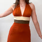 1970s Vintage Canyon Tones Halter Dress and Jacket Set