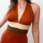 1970s Vintage Canyon Tones Halter Dress and Jacket Set