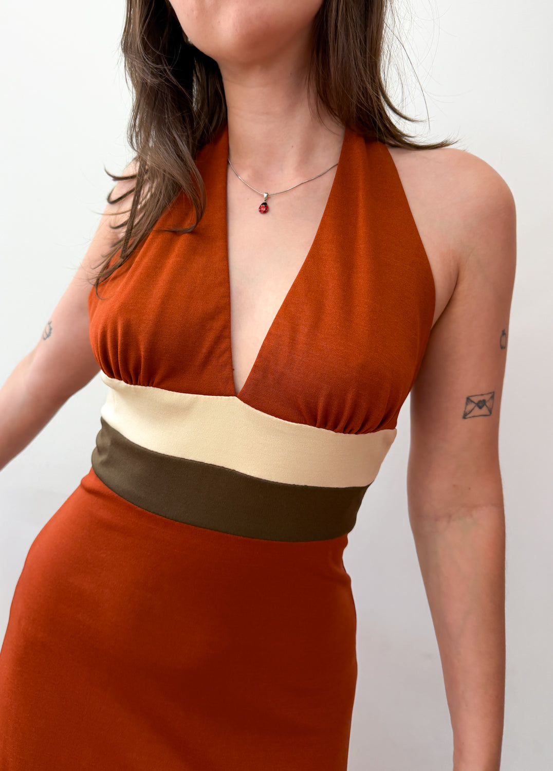 1970s Vintage Canyon Tones Halter Dress and Jacket Set