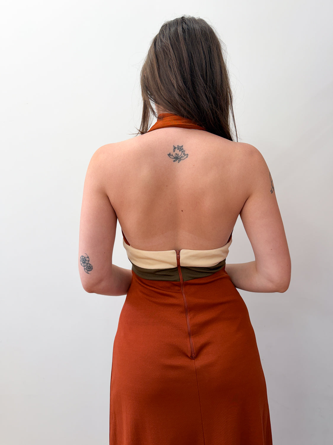 1970s Vintage Canyon Tones Halter Dress and Jacket Set