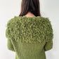 1990s Vintage Shaggy Olive Yarn Loop Funky Maxi Cardigan