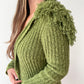 1990s Vintage Shaggy Olive Yarn Loop Funky Maxi Cardigan