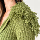1990s Vintage Shaggy Olive Yarn Loop Funky Maxi Cardigan