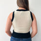 1970s Vintage Black & Cream Ladies Novelty Knit Sweater Vest