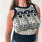 1970s Vintage Black & Cream Ladies Novelty Knit Sweater Vest