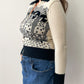 1970s Vintage Black and Cream Novelty Ladies Knit Zip Up Sweater