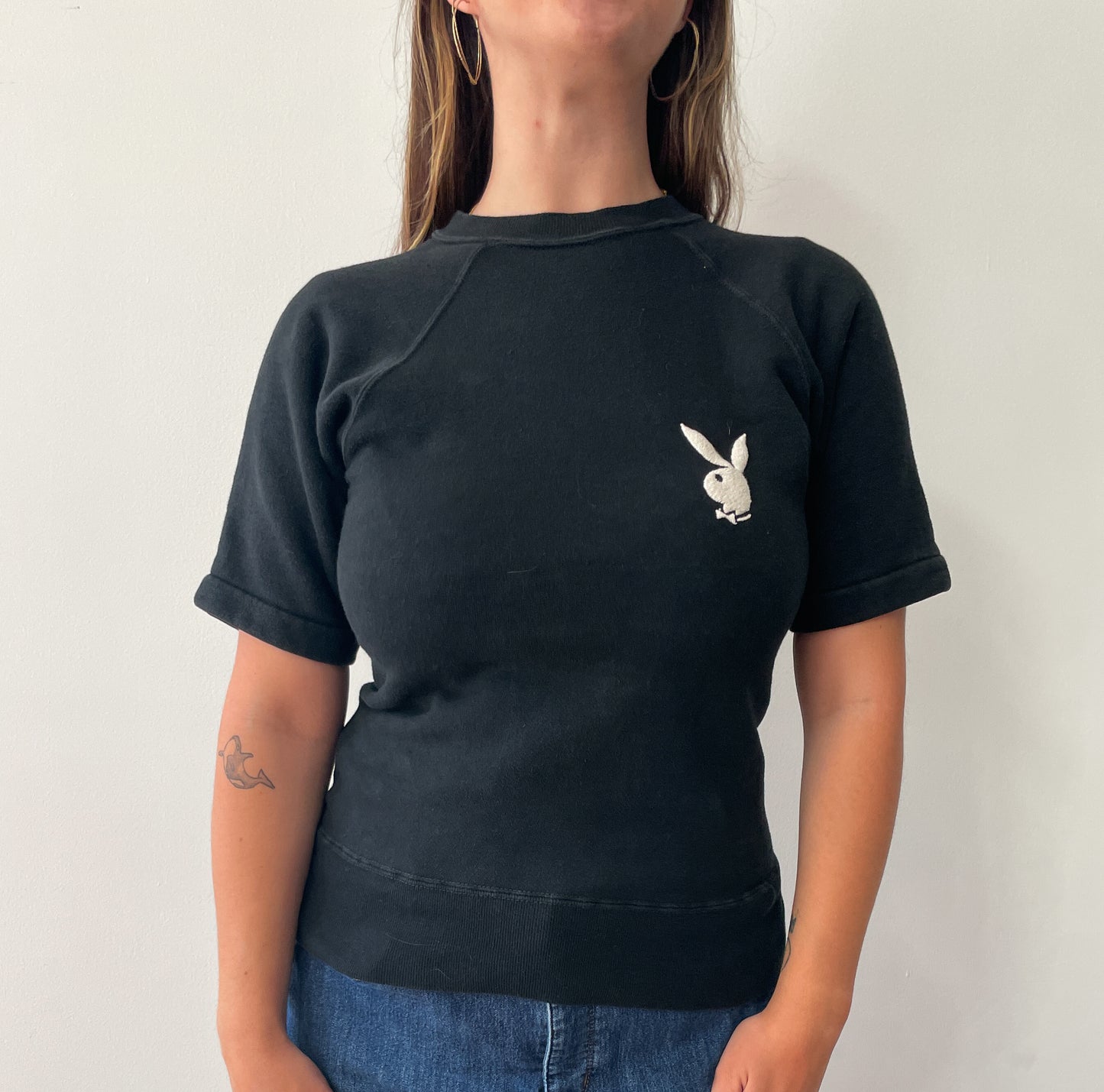 1960s - 1970s Vintage Playboy Bunny Emblem Short Sleeve Crewneck