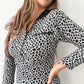 1990s Vintage Black & White Knit Spotted Cat Animal Print Dress w Zippers