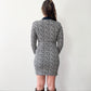 1990s Vintage Black & White Knit Spotted Cat Animal Print Dress w Zippers