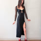 1990s Vintage Black Mesh Cut Out Body-con Maxi Dress