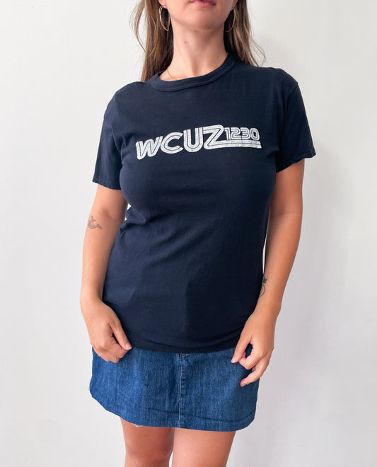 1970s - 1980s WCUZ Radio Grand Rapids 1230 Sunrise Coffee Promotional Tee Shirt