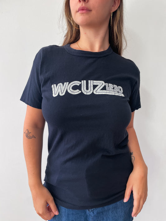1970s - 1980s WCUZ Radio Grand Rapids 1230 Sunrise Coffee Promotional Tee Shirt