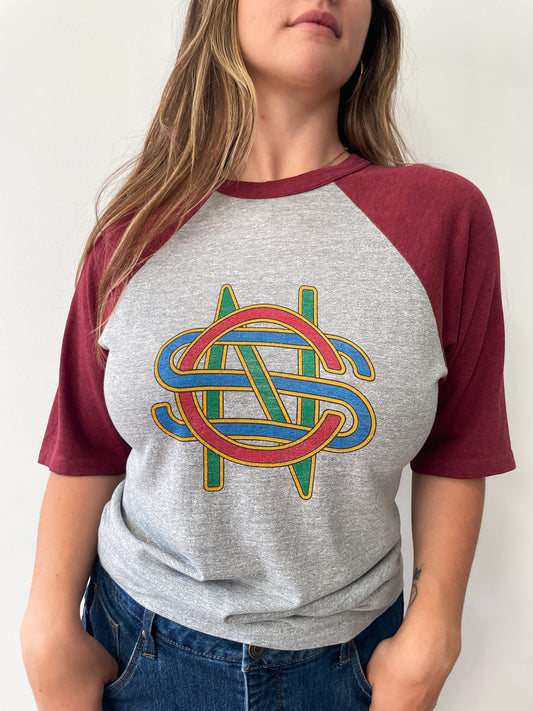 1982 Vintage Crosby, Stills, and Nash Daylight Again Tour Raglan Tee Shirt