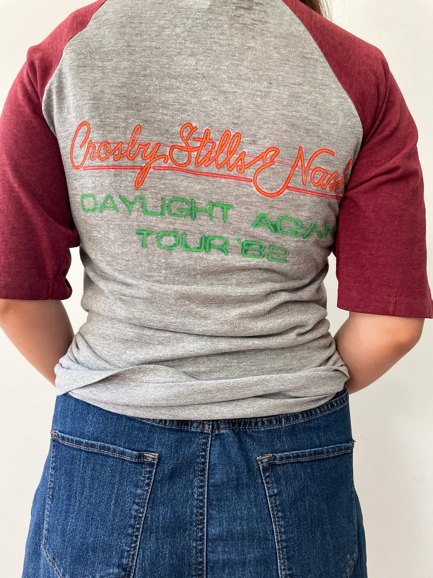 1982 Vintage Crosby, Stills, and Nash Daylight Again Tour Raglan Tee Shirt