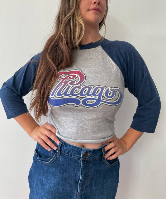 1980s Vintage Chicago Band Tour Raglan Tee Shirt