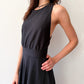 1980s Vintage Handmade Black Criss Cross Back Day Dress