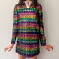 1960s Vintage Iconic Twiggy Hand Sewn Replica Mod Rainbow Sequins Dress