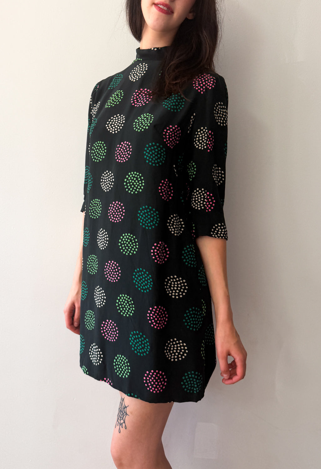 1960s Vintage Green and Pink Polka Dot Mini Dress – The Getup Vintage