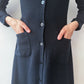 1970s Vintage Clovis Ruffin "Ruffinknit" Black Wool Blend Button Down Dress