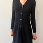 1970s Vintage Clovis Ruffin "Ruffinknit" Black Wool Blend Button Down Dress