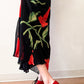 1990s Vintage Bias Cut Giant Floral Blooms Black Maxi Dress by Nostalgia