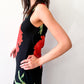 1990s Vintage Bias Cut Giant Floral Blooms Black Maxi Dress by Nostalgia