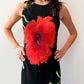 1990s Vintage Bias Cut Giant Floral Blooms Black Maxi Dress by Nostalgia