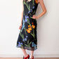 1990s Vintage Black Floral Maxi Dress by Tessuto