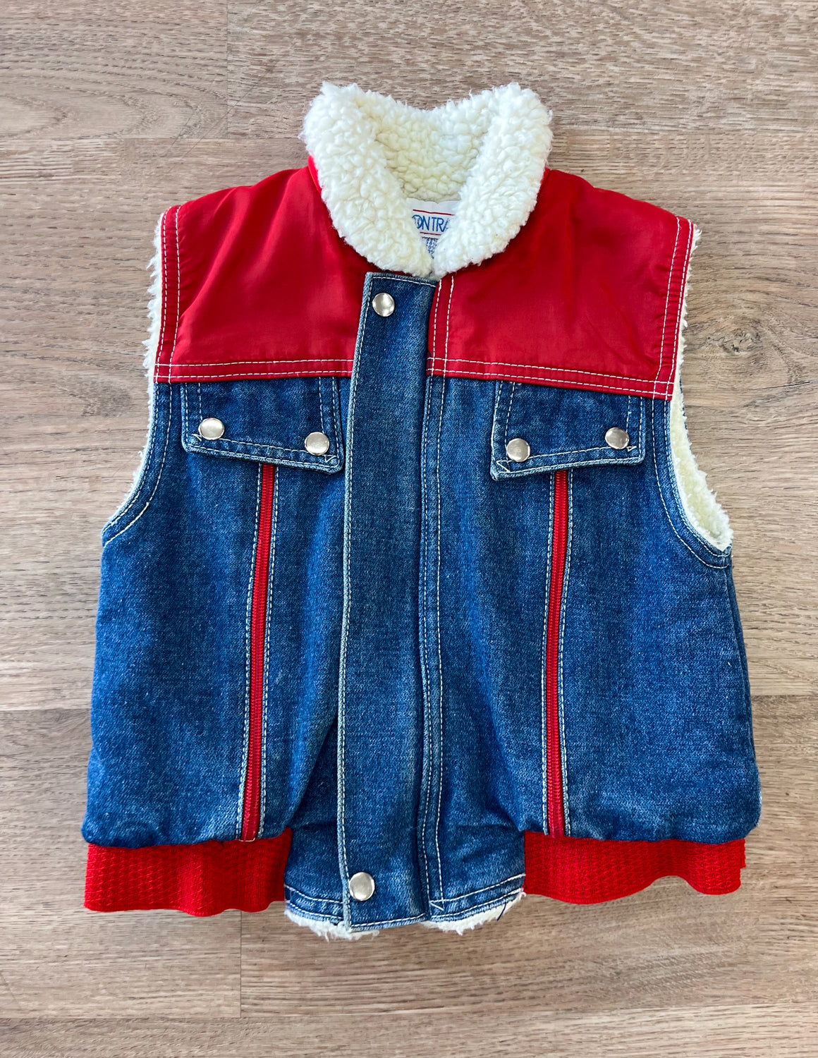 1980s Vintage Kids Sherpa Lined Denim Vest