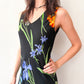 1990s Vintage Black Floral Maxi Dress by Tessuto