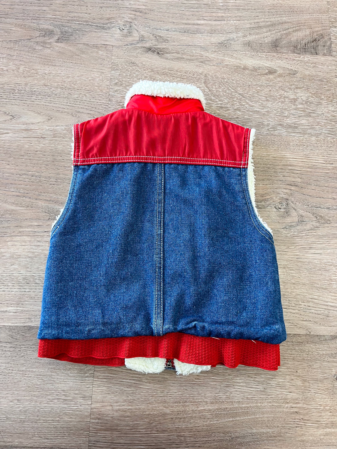 1980s Vintage Kids Sherpa Lined Denim Vest