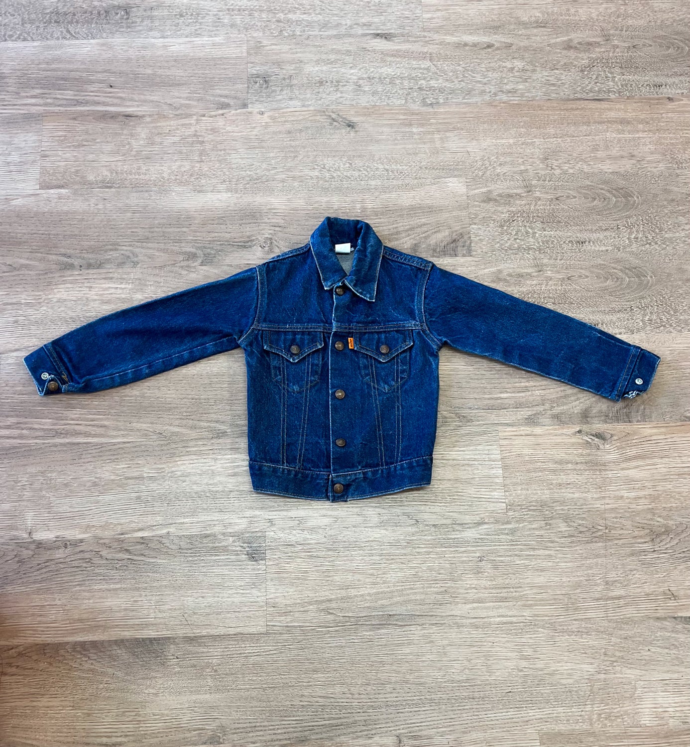 1980s Vintage Kids Orange Tab "Little Levi's" Trucker Denim Jacket