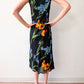 1990s Vintage Black Floral Maxi Dress by Tessuto