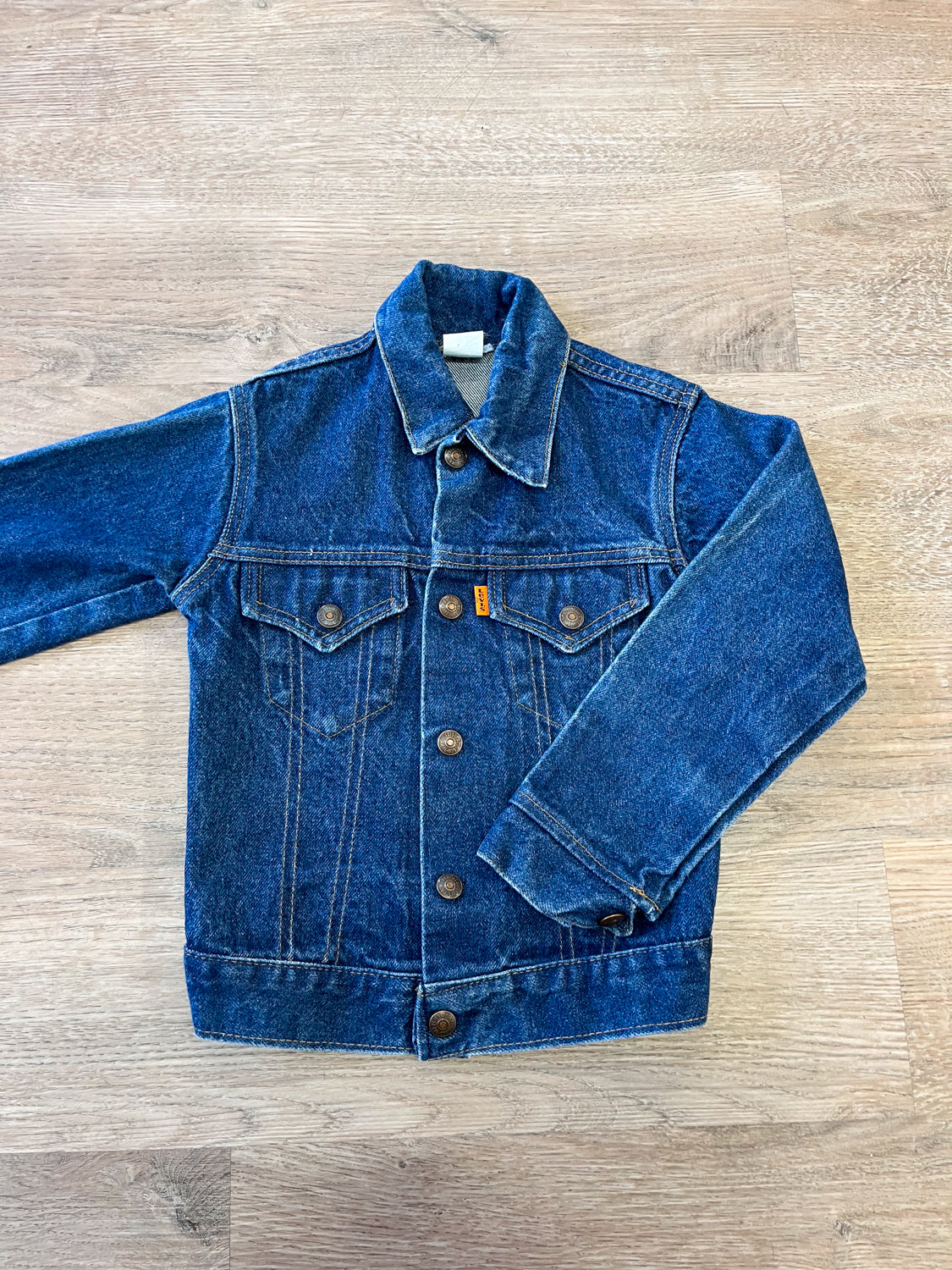 1980s Vintage Kids Orange Tab "Little Levi's" Trucker Denim Jacket