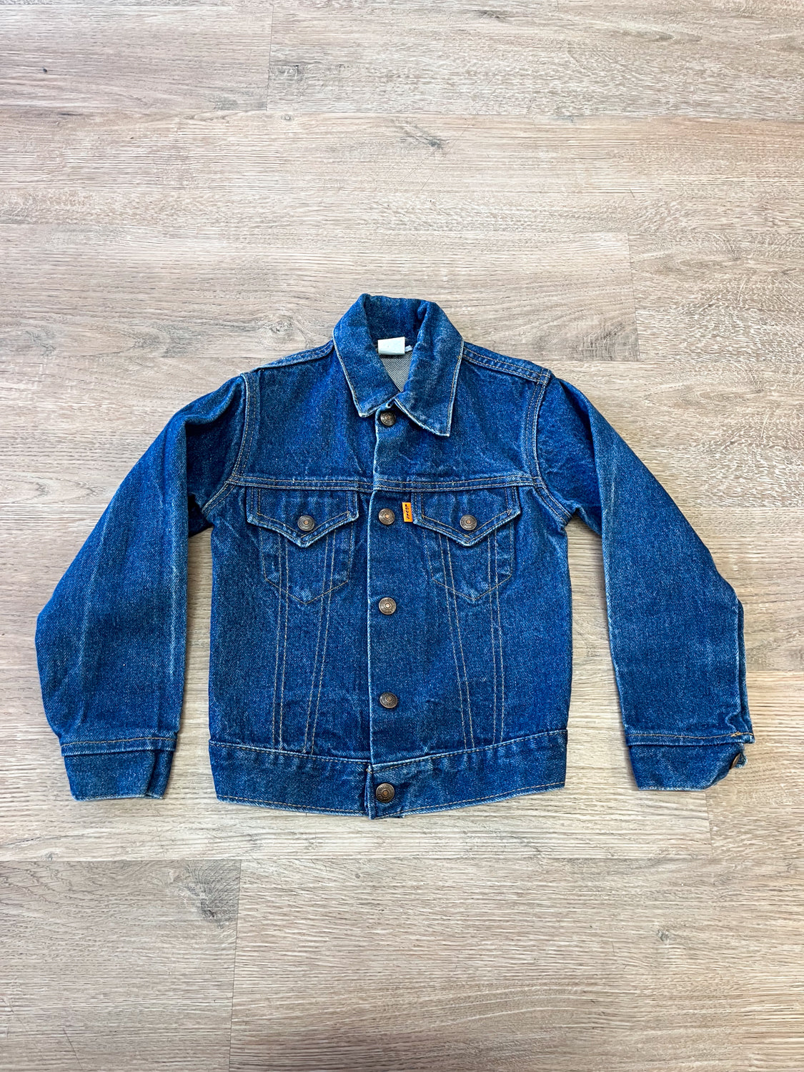 1980s Vintage Kids Orange Tab "Little Levi's" Trucker Denim Jacket