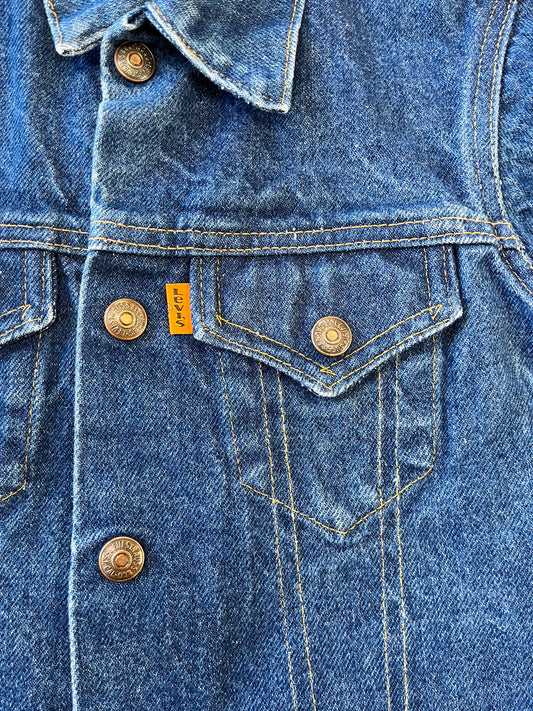 1980s Vintage Kids Orange Tab "Little Levi's" Trucker Denim Jacket