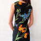 1990s Vintage Black Floral Maxi Dress by Tessuto