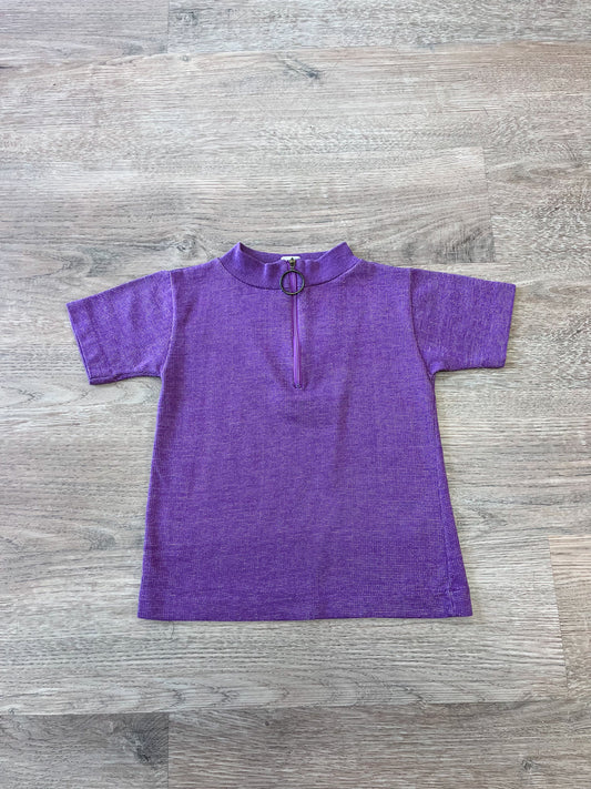 1970s Vintage Kids Purple Knit Circle Zipper Shirt