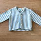 1960s Vintage Toddler Baby Blue & White Vertical Stripe Cotton Cardigan Sweater