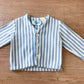 1960s Vintage Toddler Baby Blue & White Vertical Stripe Cotton Cardigan Sweater