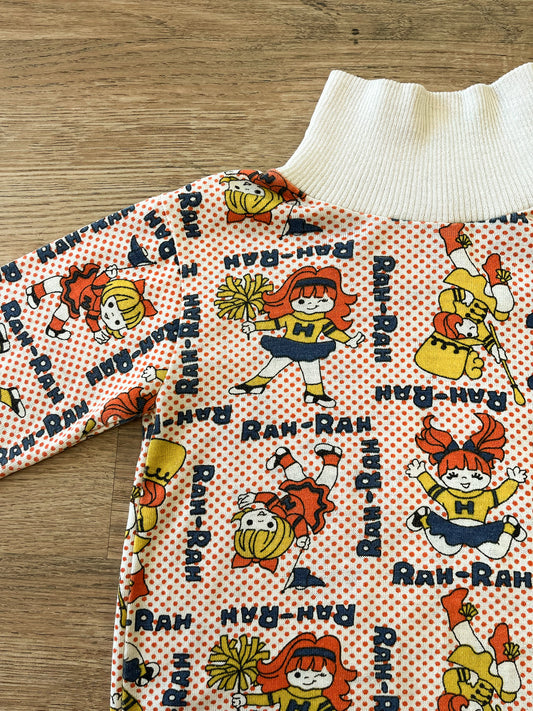 1970s Vintage Kids School Spirit Novelty Print Turtleneck
