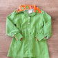 1970s Vintage Green Gingham Mini Dress with Fruit Print Trim Kids Toddler