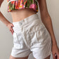 1970s / 1980s White Shorts with Front Pockets and Painted Buttons