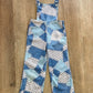 1970s Vintage Kids Patchwork Print Overalls