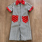 1970s Vintage Toddler Kids Pinstriped Daisy Denim Jumpsuit